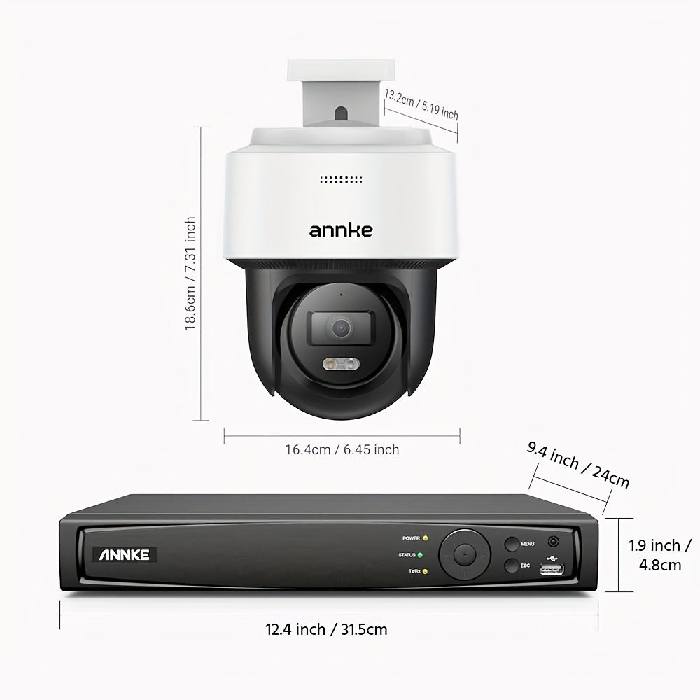 ANNKE CPT500 3K Security Camera System With Auto-Tracking, 345°Pan 80°Tilt, 8CH 12MP NVR With 4TB HDD, 8pcs 3K PoE Cameras Home Surveillance Wired, AI Human Detection, Smart Dual Light&2-Way Talk