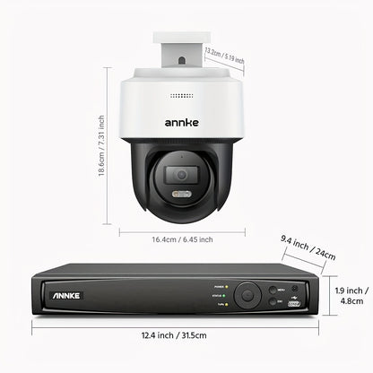 ANNKE CPT500 3K Security Camera System With Auto-Tracking, 345°Pan 80°Tilt, 8CH 12MP NVR With 4TB HDD, 8pcs 3K PoE Cameras Home Surveillance Wired, AI Human Detection, Smart Dual Light&2-Way Talk