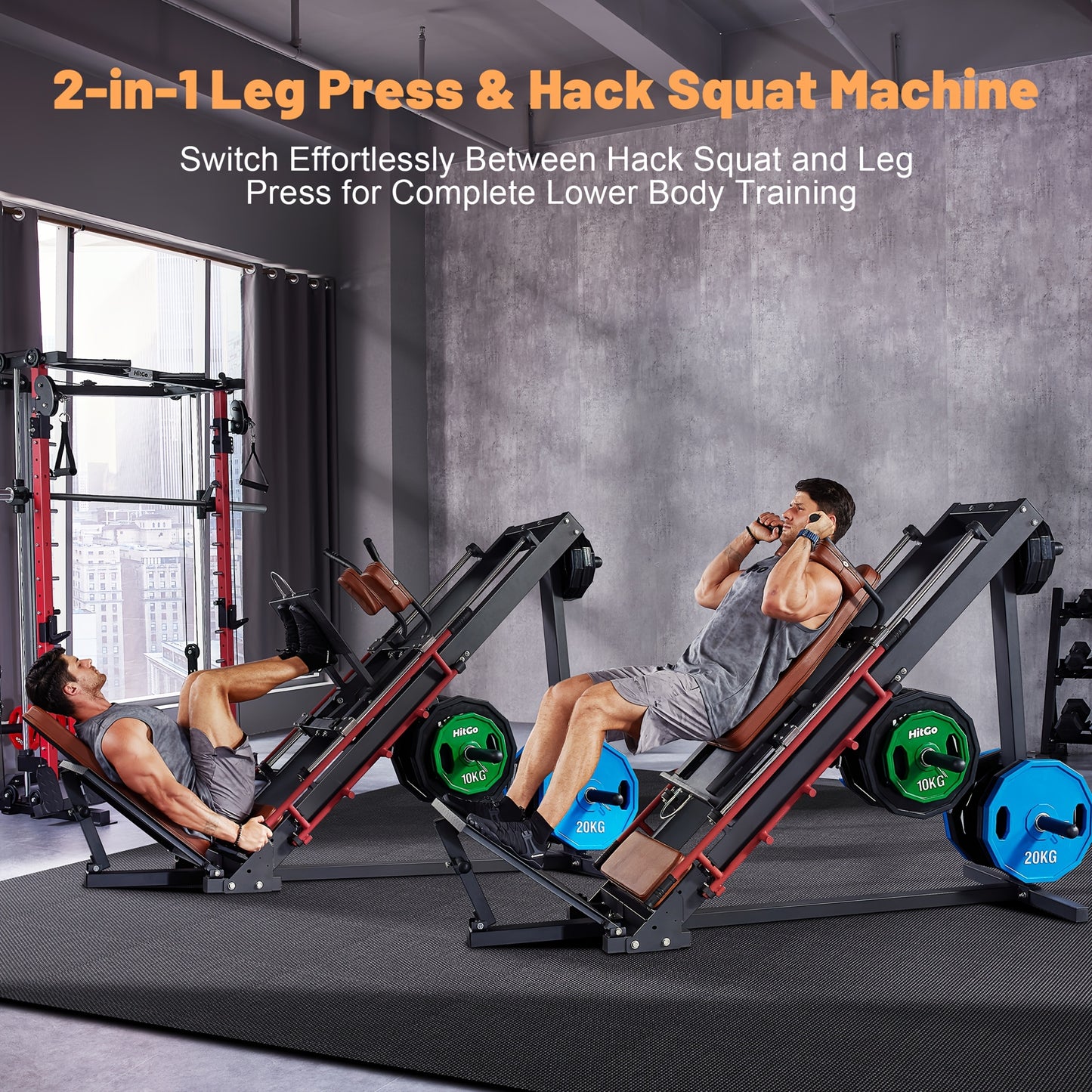 1 Hack Squat & Leg Press Combo Machine | Convertible Lower Body Trainer with Heavy-Duty Steel Frame, Adjustable Footplate & Padded Seat, Available in and Grey