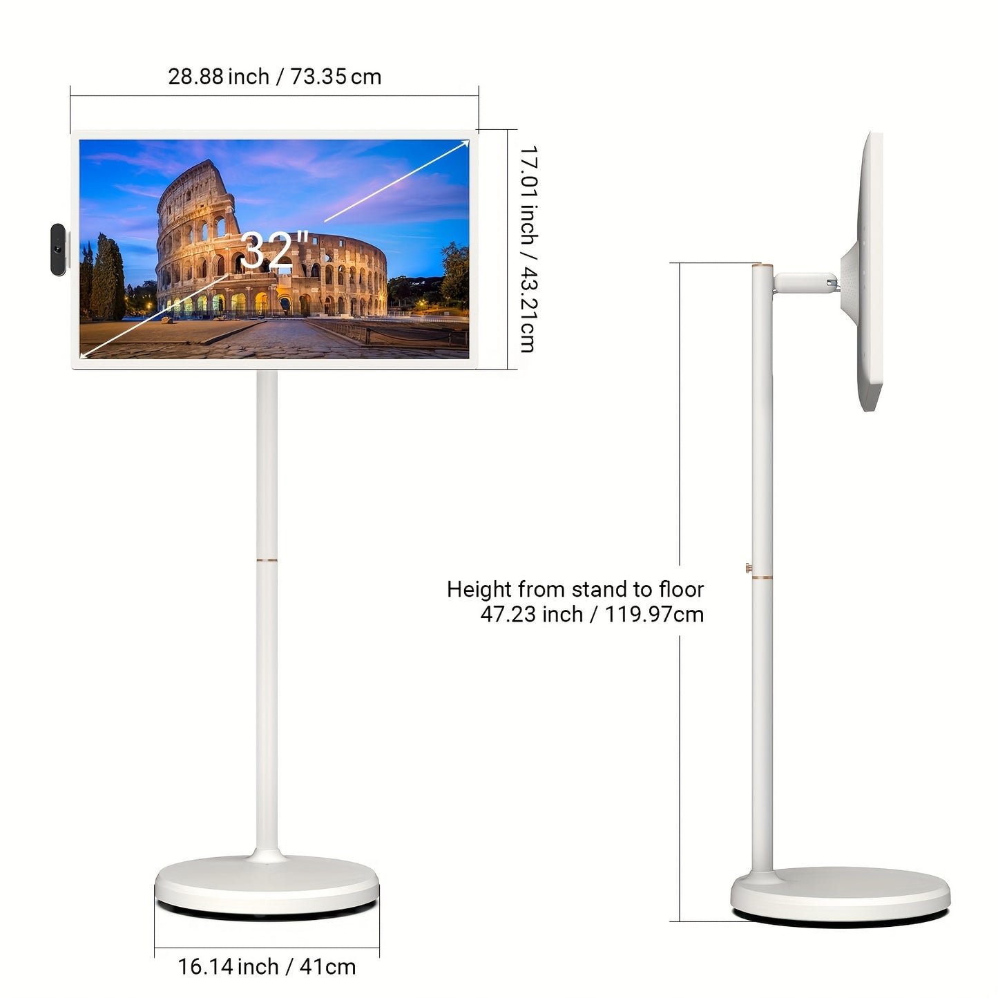 Apolosign 24/32" FHD 2nd Gen Mobile TV - Wheel Portable, Rotatable Touchscreen, (8+8)GB RAM+128GB ROM, Android 14, 9300mAh, Voice Remote