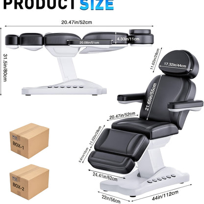 Professional Full Massage Bed with Lifting Device, Can Hold 1500 Pounds - Professional Adjustable Facial Bed for Beauty, Spa And Waxing