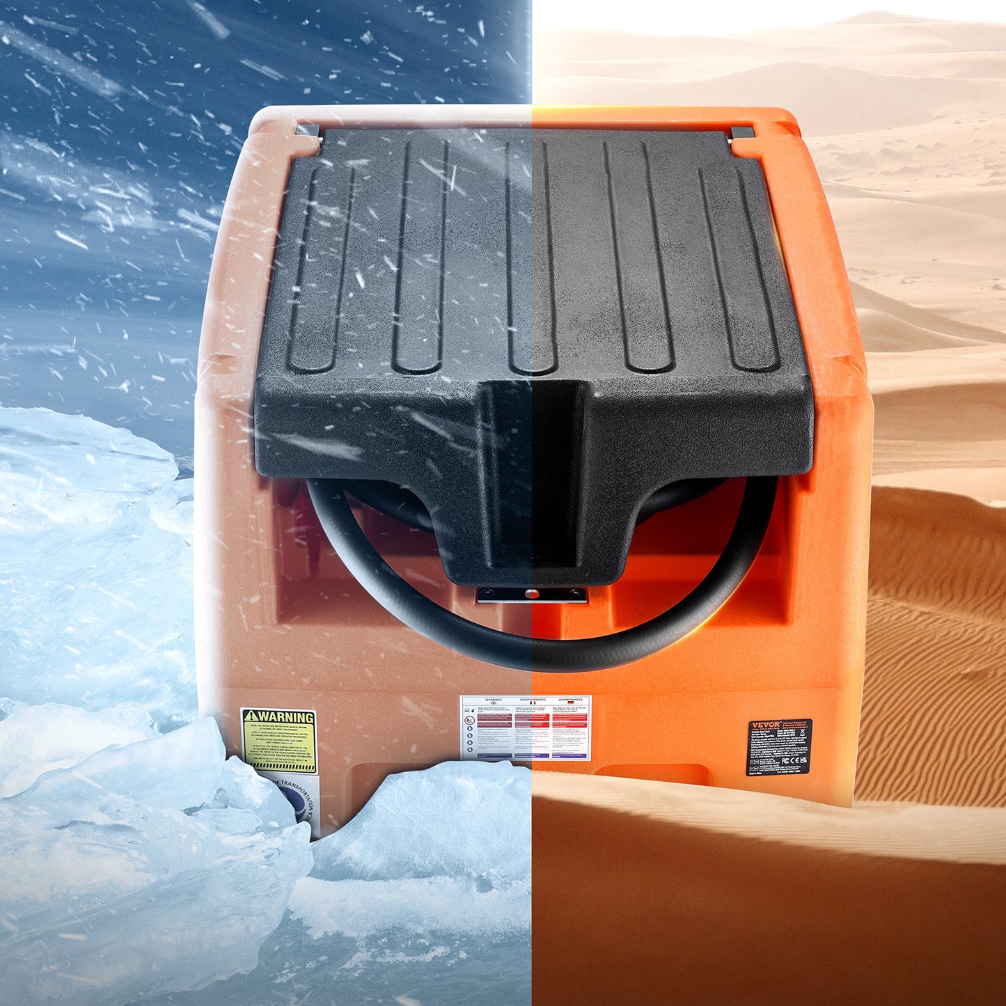 Portable Diesel Tank 48 Gal Fuel Tank with 12V Electric Transfer Pump Orange/Red