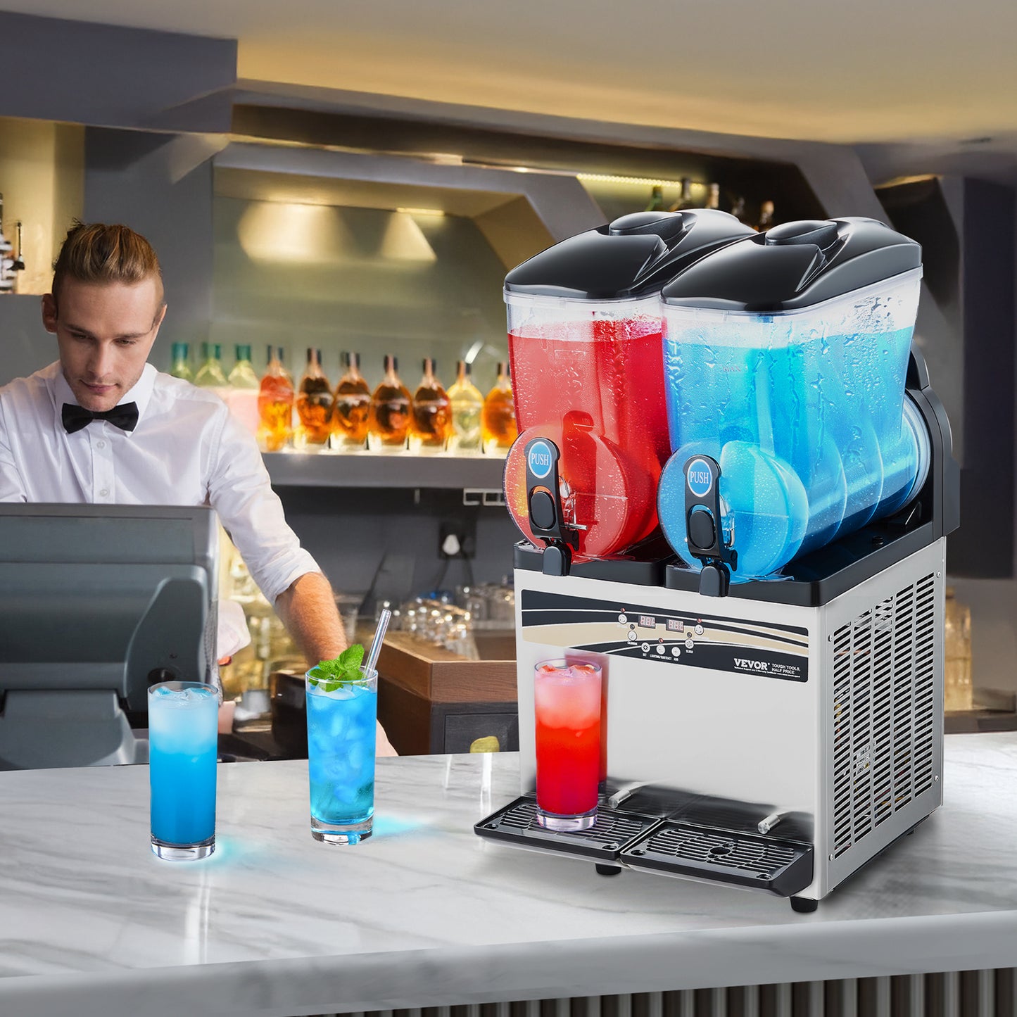 Commercial Slushy Machine 15Lx2 Tank Margarita Smoothie Frozen Drink Maker