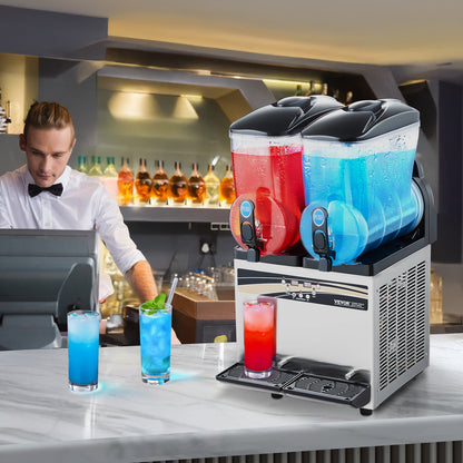 Commercial Slushy Machine 15Lx2 Tank Margarita Smoothie Frozen Drink Maker