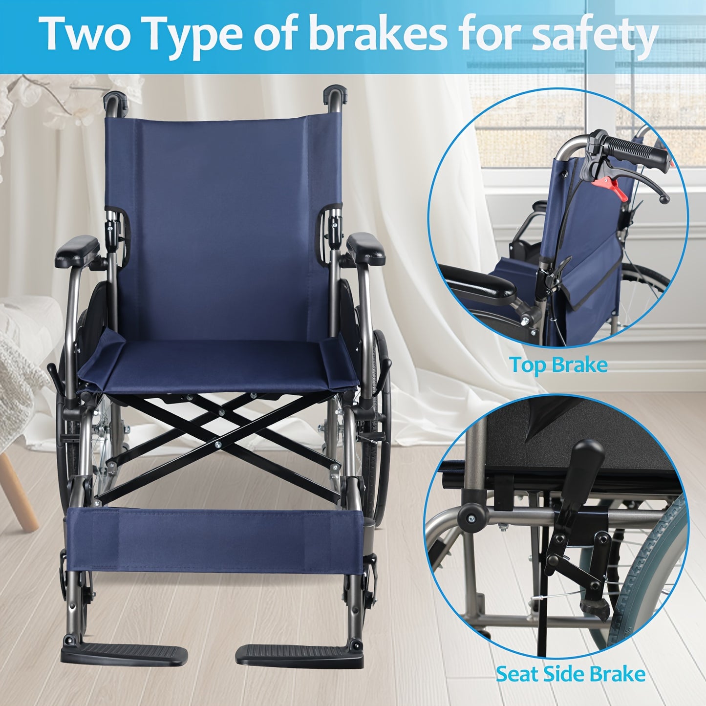 [only 23lbs] Multi-function Manual Wheelchair with Handbrake, Adult Wheelchair, Light Foldable Wheelchair, 20-inch Rear Wheel, Foldale Pedal, for Seniors