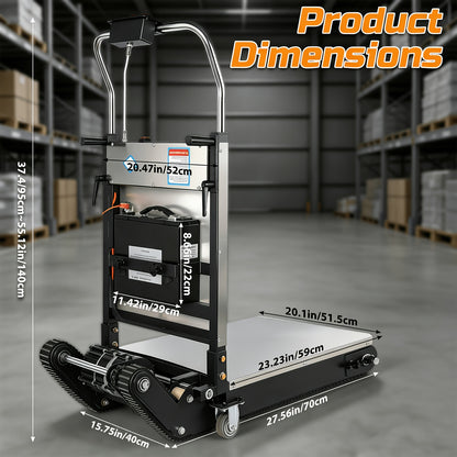Material Handling Stair Climbing Cart, Upgraded Stair Climbing Cart, 950 Pound Capacity, Adjustable Tray Angle, Telescopic Handle, Suitable for Home Decoration And Moving
