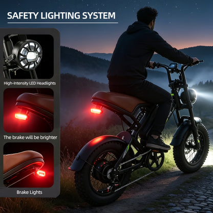 Electric Bike for Adults, 48V 15.6Ah Removable Battery, 19.8MPH Top Speed, 35-45 Mile Range, 16"x4" Tire, Double Shock Absorber, Dual Disc Brakes, High Carbon Steel Frame