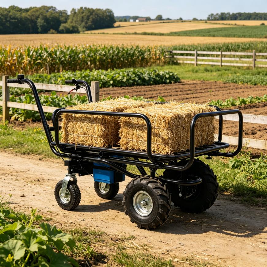 Electric Transportation Cart, 24V DC 350W Motor Powered Utility Garden Wagon Dump Cart, 265 Lbs Load Capacity with Metal Handle And 16' Track Wheels, Yard Cart And Wagons for Lawn