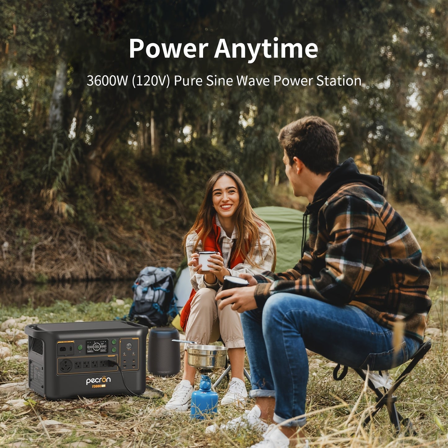 PECRON F3000LFP 3600W/3072Wh Portable Power Station, 13 Versatile Output PD 100W USB-C UPS Function BMS LiFePo4 Battery for Home Emergency, Outdoor Camping, Road Travel, RV, Off-Grid