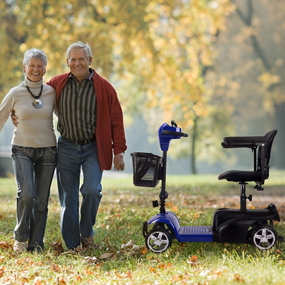 Mobility Aids for The, Four-wheel Foldable Mobility Scooters for Adults, 250w 12V, 12ah 15 Mile Long Range, with LED Headlights And A Detachable Storage Basket. Comes with A Tool Kit, Charger, And Instruction Manual.Holiday Surprise Gift