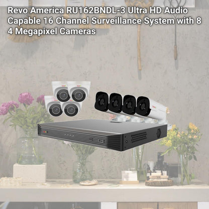 212 MAIN Ultra HD Audio Capable 16 Channel Surveillance System with 8 4 Megapixel Cameras