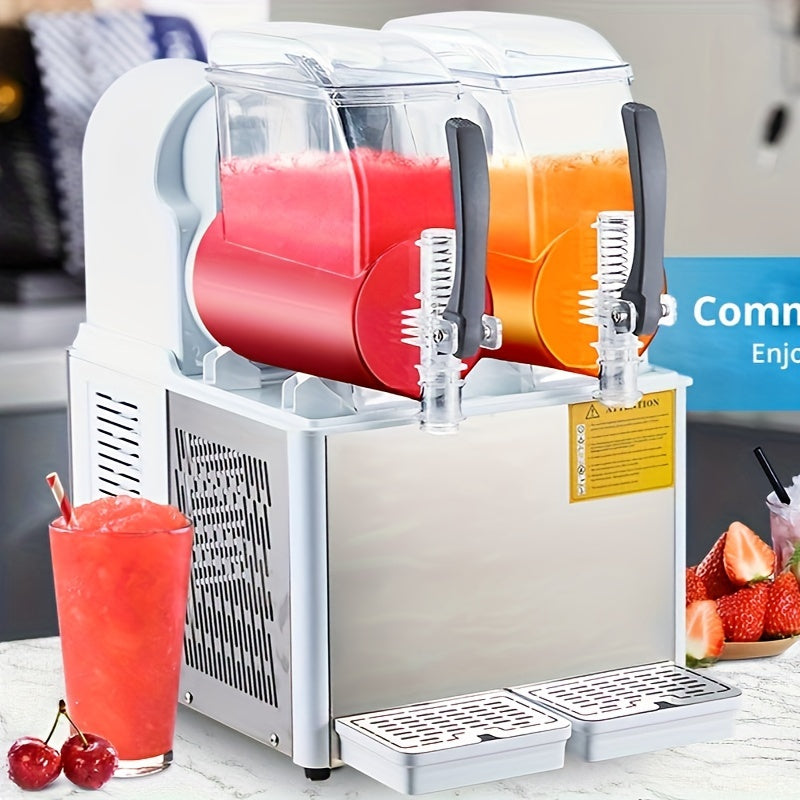 EUKER 4Lx2Tank Commercial Slushie Machine 370W Stainless Steel Slushy Machine for Frozen Drinks - Large Capacity, Durable Materials, Multi-Functional Use