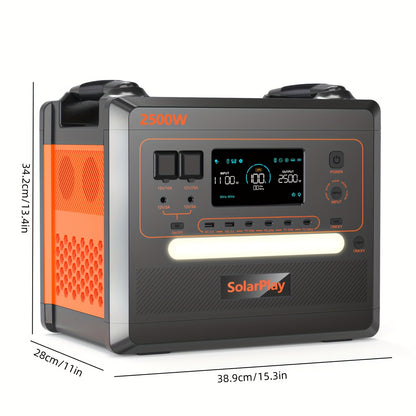 SolarPlay Portable Power Station, 2304Wh High-Capacity Solar Generator, Lithium Iron Phosphate Battery, 4 AC Power Outlets with 4800W Peak Power, Suitable for Home, Camping, and Outdoor Backup Battery Emergency Power Station