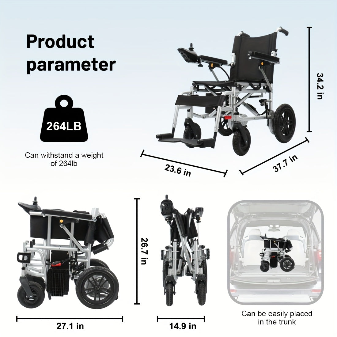 A Comfortable And Safe New Experience, A Portable Electric Wheelchair for Easy Travel, A 25-mile Long Distance, An All-terrain Electric Wheelchair, High Mobility, Free Travel And Control