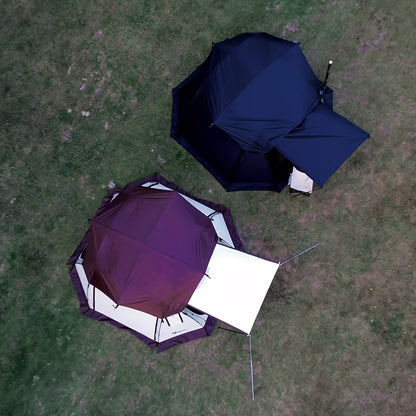 Outdoor Camping Spherical Tent Dome Black Glue Thickened Sunshade Large Space with Chimney