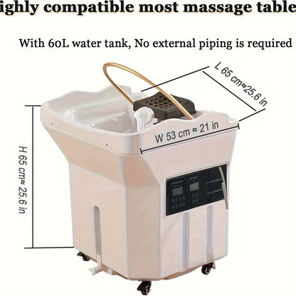 Equipment for Head Spa, Including a Shampoo Basin, a Large 15.85gal Water Tank with Fumigation And Water Circulation, Designed for Japanese Massage And Light Therapy for Head Care, Intended for Use with a Shampoo Bed (Bed Not Included)