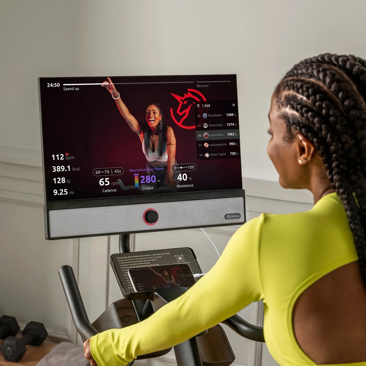 Exercise Bike G1m Max (Bike with Screen) Smart Exercise Bike with 21.5" HD Screen, Low Noise Indoor Cycling Bike for Home Gym Fitness Equipment Trainer Four-speaker Surround Sound