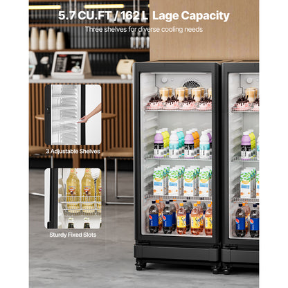 Commercial Merchandiser Refrigerator 5.7/8.1/11.47 CU.FT Glass Door Beverage Fridge