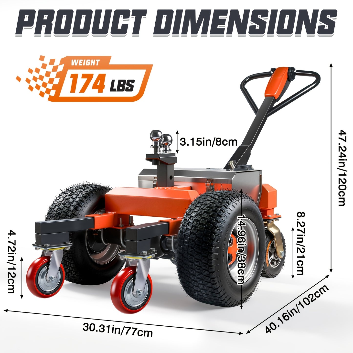 Trailer Trolley, 6 Wheels, Maximum 7500 Pounds All Terrain Wheels, Adjustable Speed, Reverse/drive/brake, 2-inch/4-inch Ball Hitch Installation, Suitable for Moving RVs, Car Trailers, Campers
