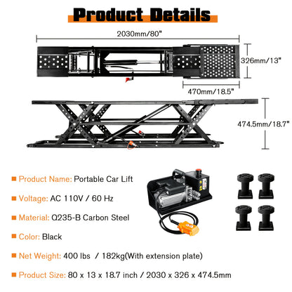 Jocisland Portable Car Lift, Capable of Lifting 5000/7000/8000 LBS Quick Jack with a Maximum Height of 26", Car Lifts for Home Garage and Shop