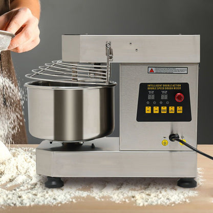 Commercial Food Mixer, 750W Dual Rotating Dough Mixer, Stand Mixer with Stainless Steel Bowl, 10.5Qt Capacity, Security Shield Included, Baking Equipment for Restaurant Pizzeria