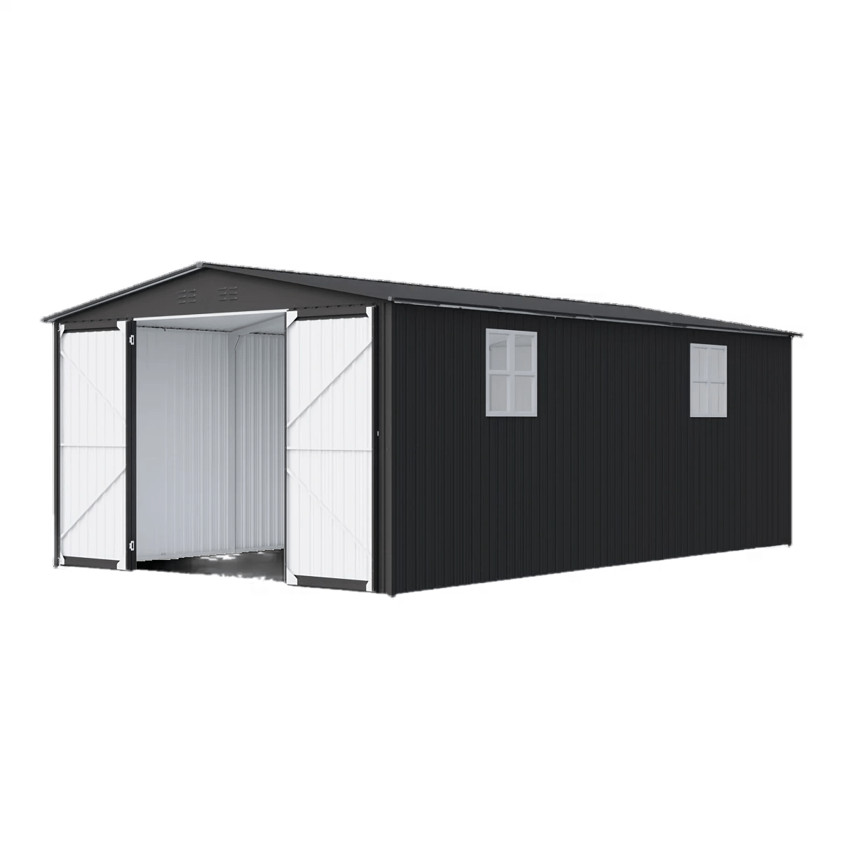 12ft. X 20ft. Metal Storage Shed with Sloped Roof And Lockable Door, Black