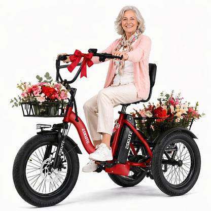 (June Member Day Priority Shopping)ESKUTE E Three-wheeled Electric Bicycle, Folding Electric Tricycle, 18X3.0 Wide Tires, Long-range 624Wh Battery