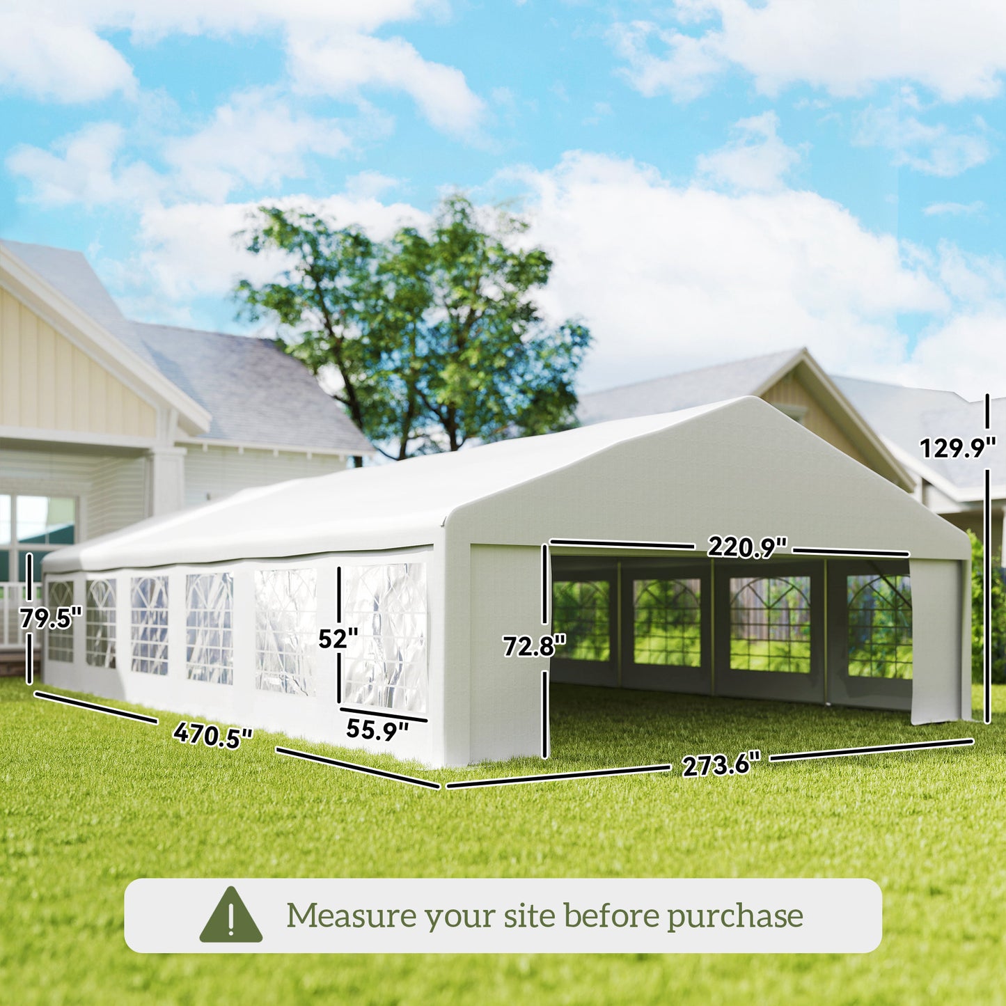 23' X 39' Large Outdoor Carport Canopy Party Tent with Removable Protective Sidewalls& Windows, White