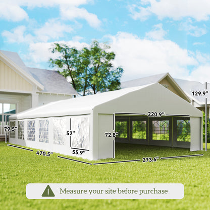 23' X 39' Large Outdoor Carport Canopy Party Tent with Removable Protective Sidewalls& Windows, White