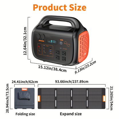 1000W Portable Power Supply Featuring a 200W Solar Panel, 1075Wh Lithium Battery Backup, 120V/1000W AC Outlet, Solar Generator, Ideal for Home, RV, Outdoor Activities, Camping, And Emergency Situations