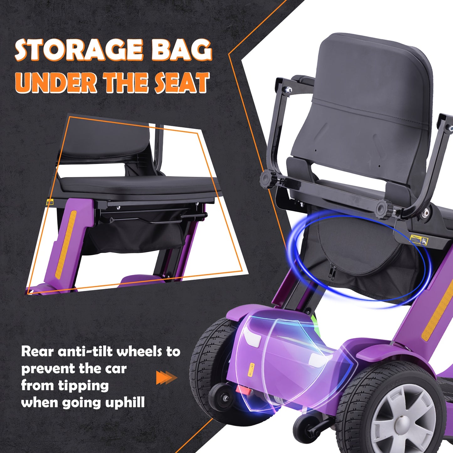 4-Wheel Electric Scooter for Adults And Seniors, 300W Motor, 24V 12Ah Battery, 4 MPH Max Speed, 10 Mile Range, Lightweight Foldable Travel Scooter with LED Lights, Storage Bag And Charger, No Assembly