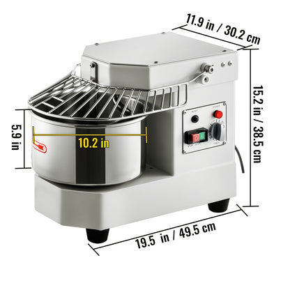 Happybuy 8.5Qt Commercial Food Mixer, 450W Dual Rotating Dough Kneader, Stainless Steel Bowl, Security Shield, Timer, Baking Equipment for Restaurant Pizzeria