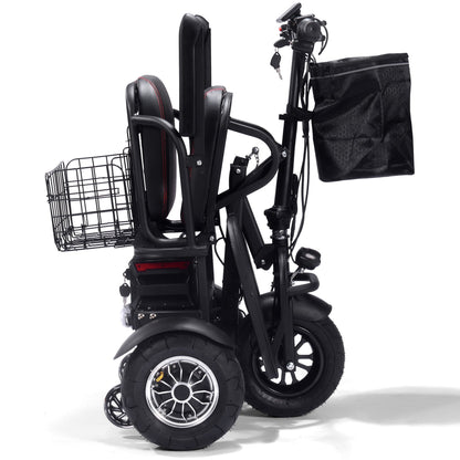 MotoTec Folding Mobility Electric Trike 48v Dual Motor Lithium Black- Speed may vary based on rider weight and riding conditions