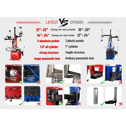 KATOOL 2.0HP Tire Changer Bead Blaster Wheel Balancer Machine Combo KT-T830+KT-B700 Tire Changer Machine Tire Machine Wheel Changers Tire Repair Machine Tire Tools