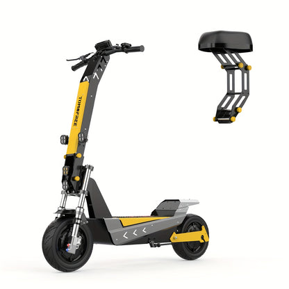 Tomofree Adult Electric Scooter, 60V35Ah 3-speed Range Of Approximately 75 Miles, 11 Inch Tires with Seats, Multiple Hydraulic Shock Absorbers with A Maximum Load Capacity Of 300 Pounds, Front Headlights, Foldable, LCD Display Screen