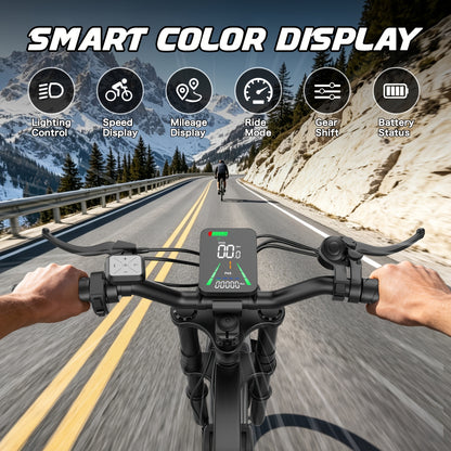 Electric Bike for Adults Teens, 749W Peak Off-Road Ebike, 27.9MPH And 65Miles, 20 X 3In Portable Electric Bike, Dual Suspension And Dual Brake, Commuting Ebike with Long-Seat, 365LBS
