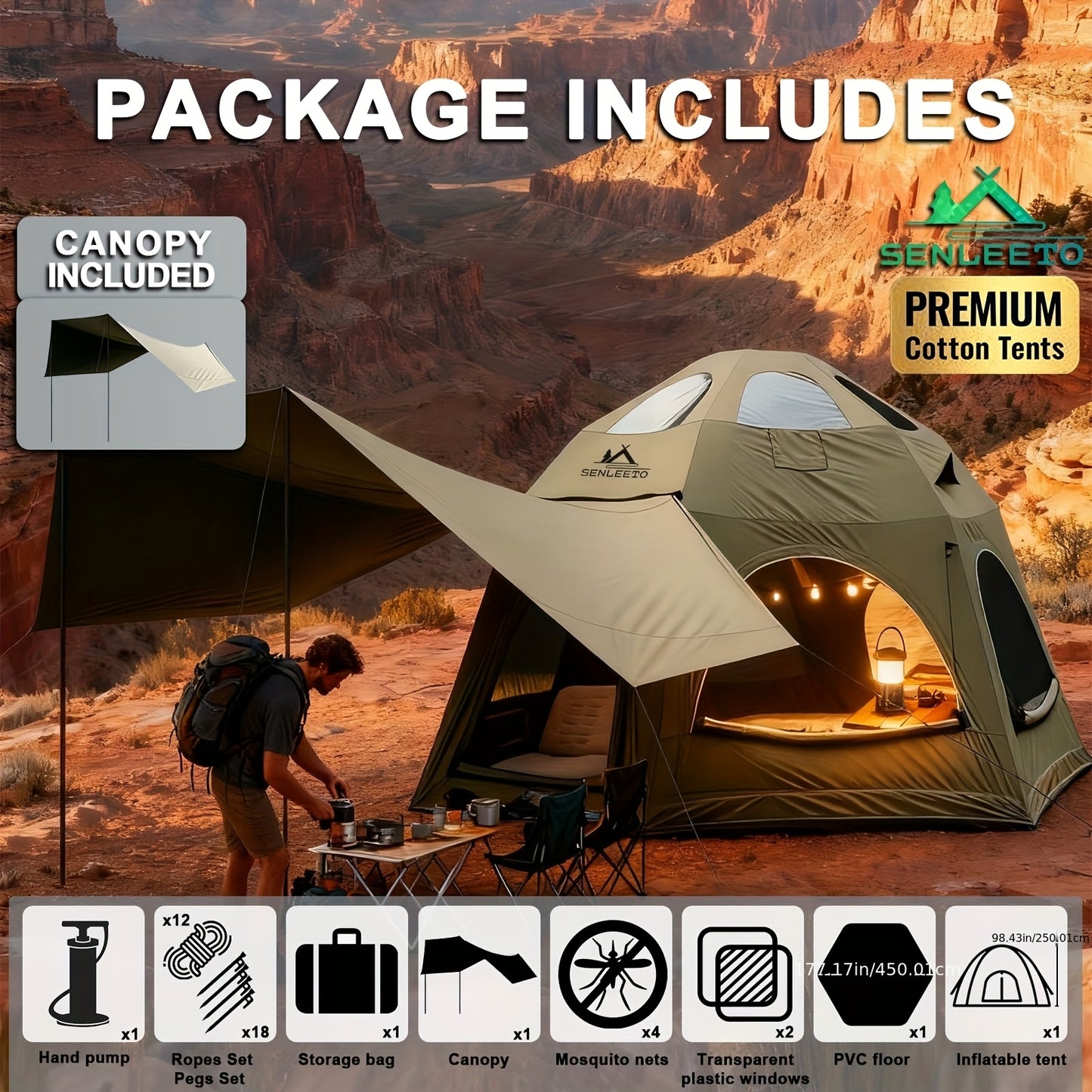 Spherical Inflatable Camping Tent, Green Air Tent With Inflatable Pump, And Windproof, Suitable For Year-round Camping