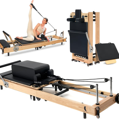 Pilates Reformer Machine, 95" Foldable Studio Grade Pilates Equipment with Adjustable Reformer Heights for Gym, Studio And Home, Pilates Reformer with Jump Board