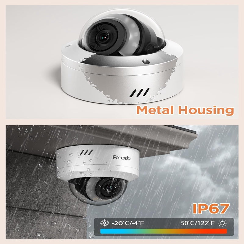 PoE Security Camera System, 5MP 8CH NVR with 2TB HDD, 8PCS Wired 5MP 2.8mm Dome IP Cameras, Smart Person Vehicle Detection Outdoor for Home, 24 7 Audio Recording, PD54Y0808 - 5M