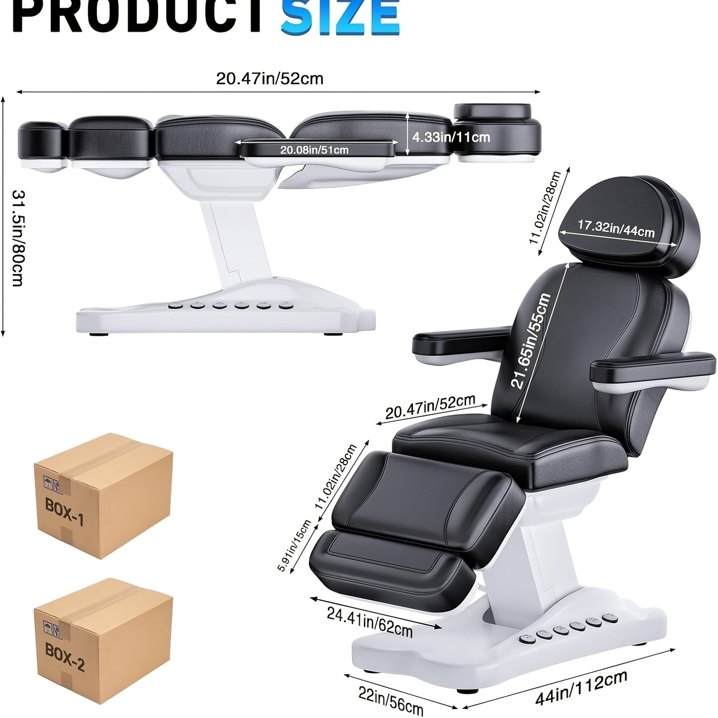 Professional Full Massage Bed with Lifting Device, Can Hold 1500 Pounds - Professional Adjustable Facial Bed for Beauty, Spa And Waxing