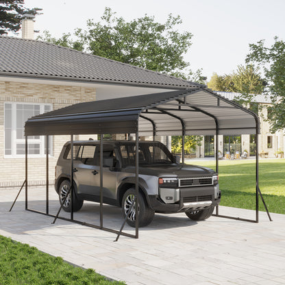 12x20 FT Metal Carport, Garage With Updated Frame Structure, Galvanized Steel Roof And Enhanced Base Canopy, Metal Garage Car Shelter Shade For Car, Boats, Truck And Outdoor Party