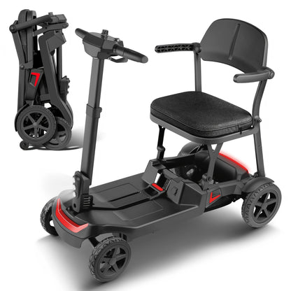 A Lightweight, Foldable Four-wheeled Electric Mobility Scooter Suitable For Seniors And Adults, Equipped With Dual Removable Batteries, Meeting Air Travel Standards, Offering A Long Range, And A Top Speed Of 5 Mph
