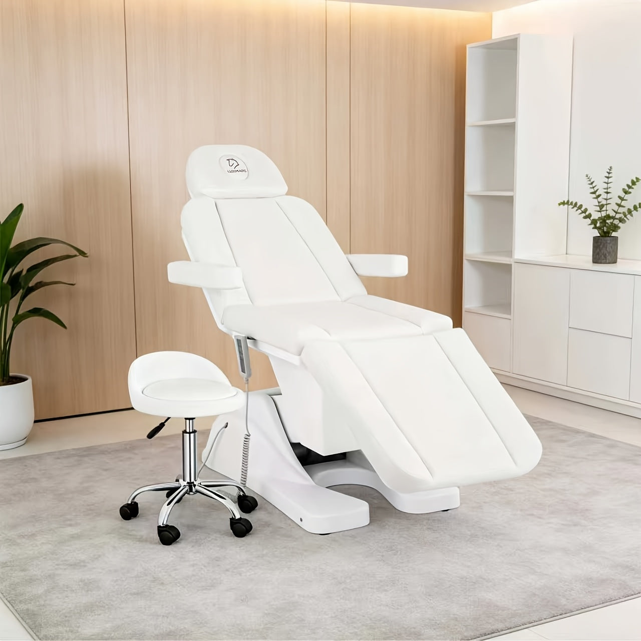 Electric Facial Chair Height Adjustable Tattoo Chair Electric Adjustable Angle Lash Bed with Hydraulic Stool Equipment Massage Chair with 3 Adjustable Electrical Motors