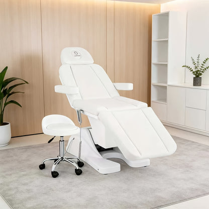 Electric Facial Chair Height Adjustable Tattoo Chair Electric Adjustable Angle Lash Bed with Hydraulic Stool Equipment Massage Chair with 3 Adjustable Electrical Motors