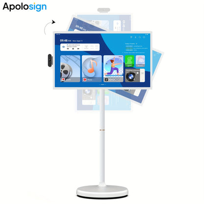 Apolosign 24/32" FHD 2nd Gen Mobile TV - Wheel Portable, Rotatable Touchscreen, (8+8)GB RAM+128GB ROM, Android 14, 9300mAh, Voice Remote