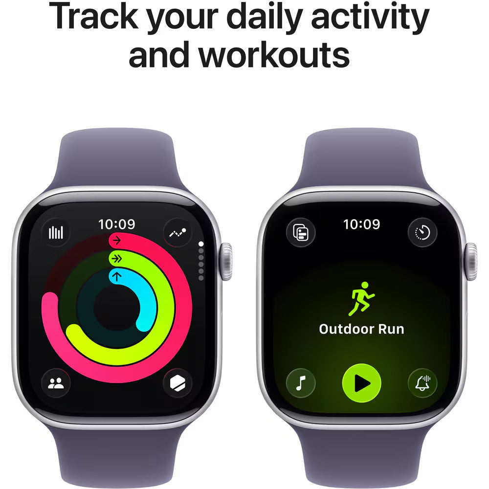 Apple Watch Series 11 46mm (GPS + Cellular) Aluminum Silver with Medium/Large Purple Sport Band (Original Box + Accessories) - Premium