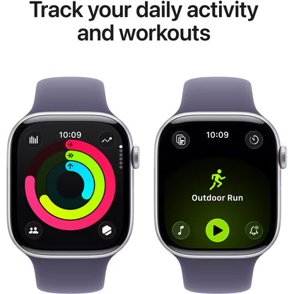 Apple Watch Series 11 46mm (GPS + Cellular) Aluminum Silver with Medium/Large Purple Sport Band (Original Box + Accessories) - Premium