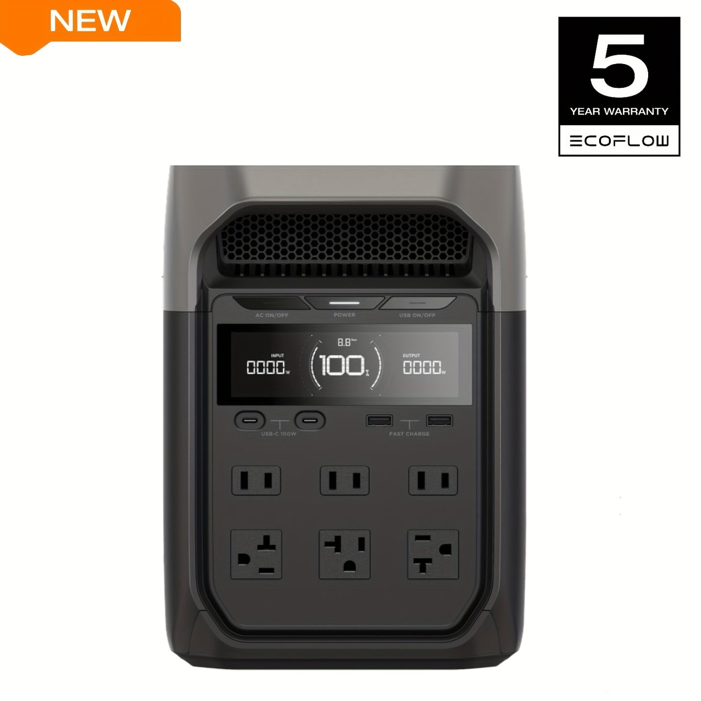 ECOFLOW DELTA 3 Portable Power Station & 20W GaN Charger Solar Generator - 1024Wh LiFePO4 Battery, 1800W Output, 56-Min Fast Charge, Dual-Power (Battery/), 10-Year Durability for Home Backup, Outdoors, RV, Camping - Compatible