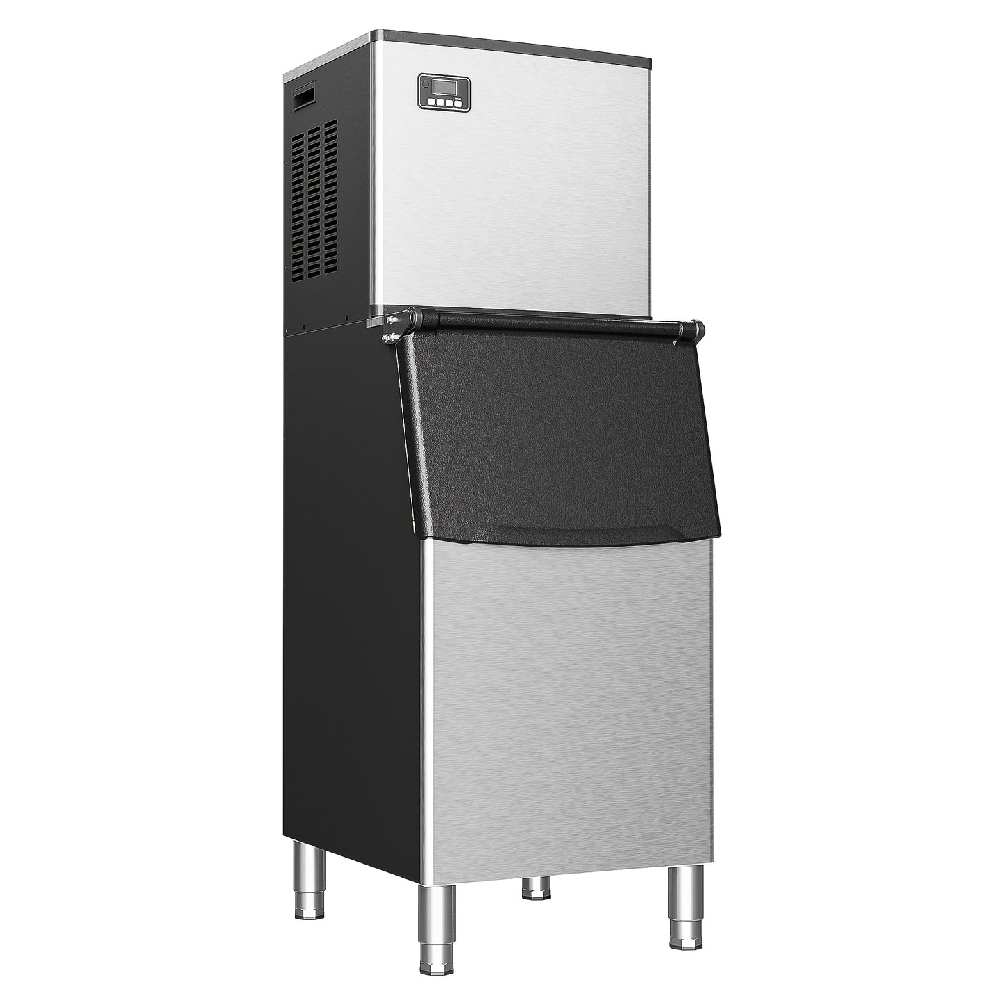 Industrial Ice Maker with a Capacity of 400 Pounds Per Day, Featuring a 250-Pound Storage Bin, Producing Ice in 8 to 15 Minutes, Made of Stainless Steel, Suitable for Bars, Cafes, Restaurants, And Businesses