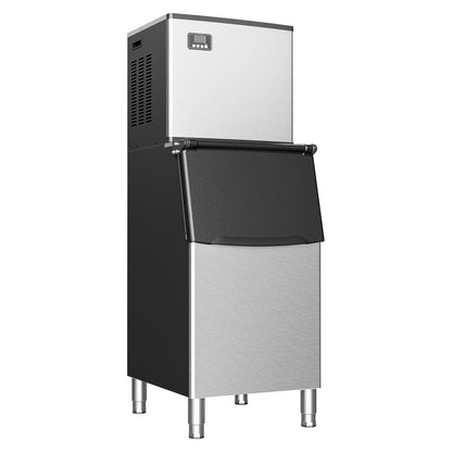 Industrial Ice Maker with a Capacity of 400 Pounds Per Day, Featuring a 250-Pound Storage Bin, Producing Ice in 8 to 15 Minutes, Made of Stainless Steel, Suitable for Bars, Cafes, Restaurants, And Businesses